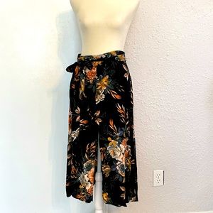 High-Waited Floral Skirt with Front Slit